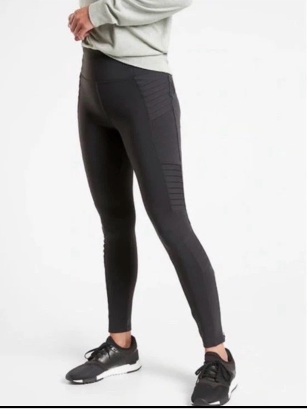 Athleta Delancey Moto Tights High-Waist with Zip Pockets- Black- Women’s M